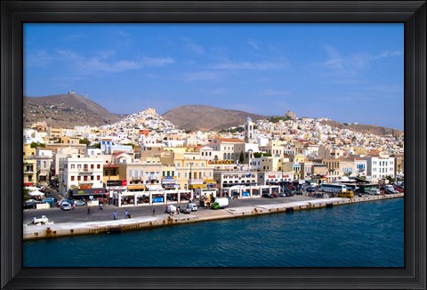 Framed Greek Island of Siros, Greece Print