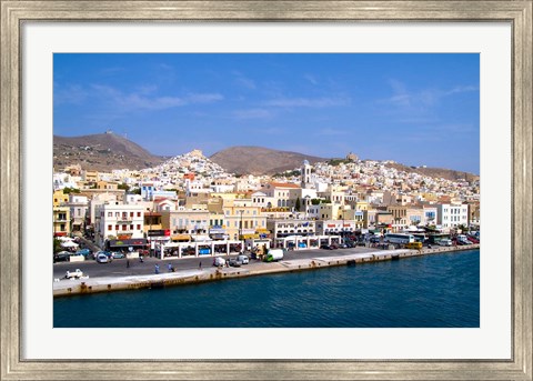 Framed Greek Island of Siros, Greece Print