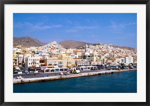 Framed Greek Island of Siros, Greece Print