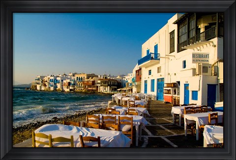 Framed Little Venice, Mykonos, Greece Print