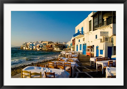 Framed Little Venice, Mykonos, Greece Print