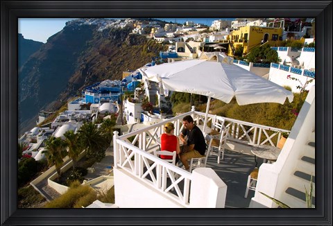 Framed Mountain Cliffs of Fira, Santorini, Greece Print