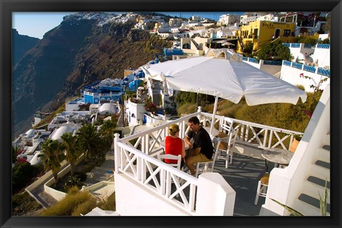 Framed Mountain Cliffs of Fira, Santorini, Greece Print