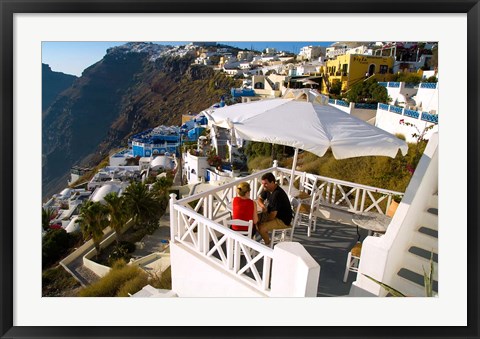 Framed Mountain Cliffs of Fira, Santorini, Greece Print
