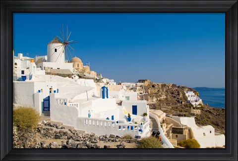 Framed Mountain Cliffs Oia, Santorini, Greece Print