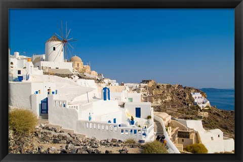 Framed Mountain Cliffs Oia, Santorini, Greece Print