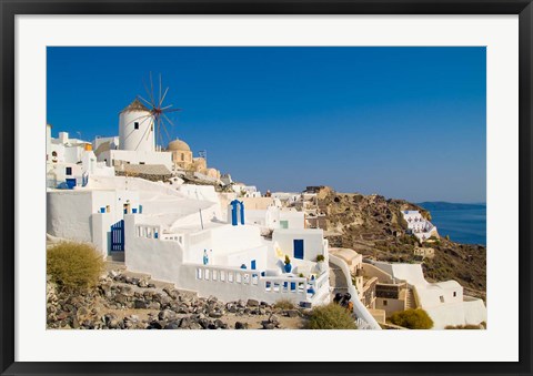 Framed Mountain Cliffs Oia, Santorini, Greece Print