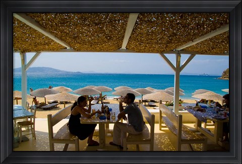 Framed St Stefanos Beach, Mykonos, Greece Print