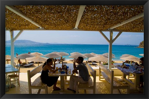 Framed St Stefanos Beach, Mykonos, Greece Print