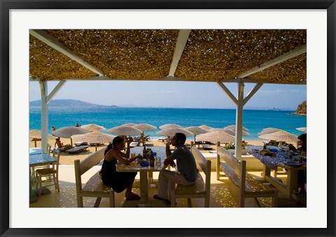 Framed St Stefanos Beach, Mykonos, Greece Print