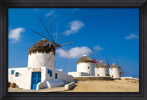 Framed Traditional Windmill, Mykonos, Greece Print