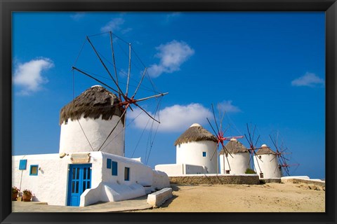 Framed Traditional Windmill, Mykonos, Greece Print