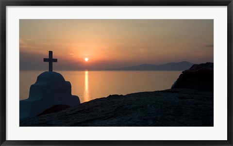 Framed Greece, Mykonos, Hora, Greek Orthodox church Print