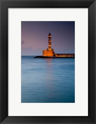 Framed Greece, Crete, Chania, Harbor, Venetian Lighthouse Print