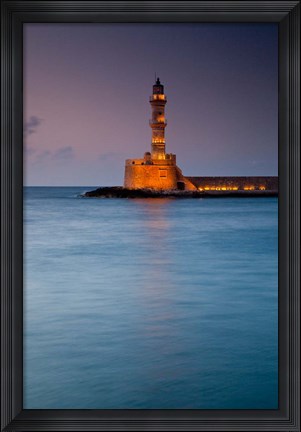 Framed Greece, Crete, Chania, Harbor, Venetian Lighthouse Print