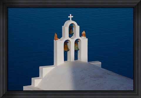 Framed Greece, Santorini, Imerovigli, Church Bell Tower Print