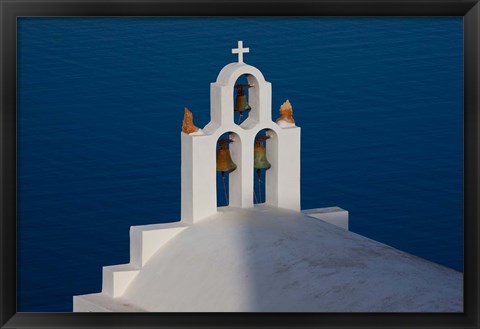 Framed Greece, Santorini, Imerovigli, Church Bell Tower Print