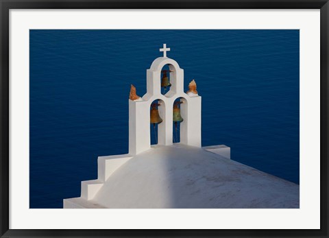 Framed Greece, Santorini, Imerovigli, Church Bell Tower Print