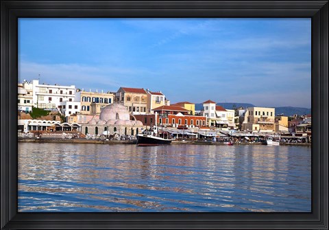 Framed Old Harbor, Chania, Crete, Greece Print