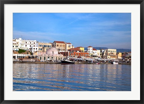 Framed Old Harbor, Chania, Crete, Greece Print