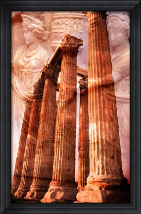 Framed Church Steeple with Evening Light Rays, Santorini Island, Thera, Aegean Sea, Greece Print
