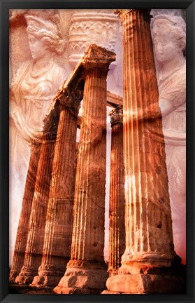 Framed Church Steeple with Evening Light Rays, Santorini Island, Thera, Aegean Sea, Greece Print