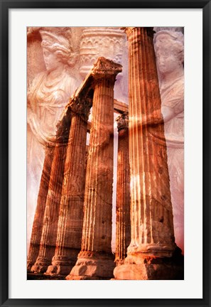 Framed Church Steeple with Evening Light Rays, Santorini Island, Thera, Aegean Sea, Greece Print