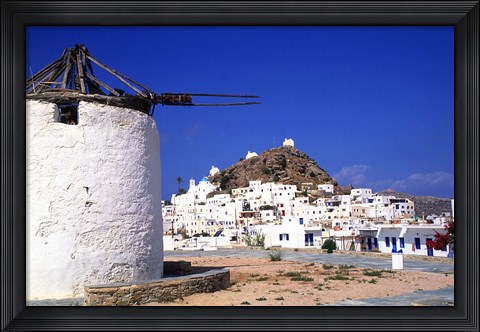Framed White and Blue Colors of Life, Ios, Greece Print
