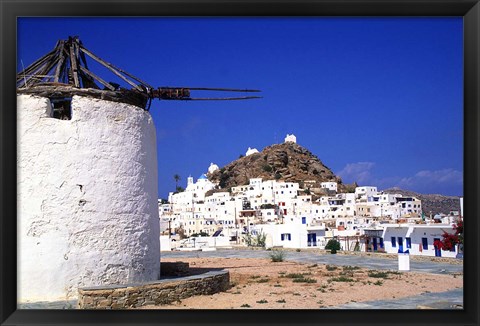 Framed White and Blue Colors of Life, Ios, Greece Print