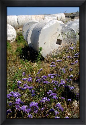 Framed Greece, Cyclades, Delos Ancient Architecture Print