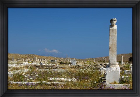 Framed Greece, Cyclades, Delos Ancient Architecture Print