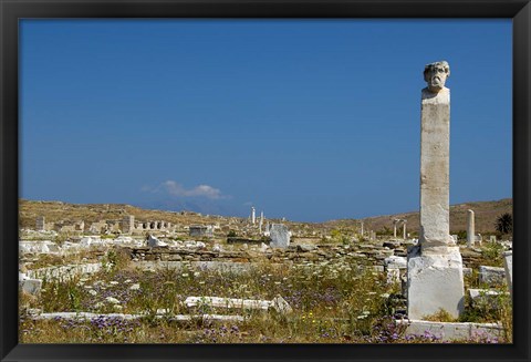 Framed Greece, Cyclades, Delos Ancient Architecture Print