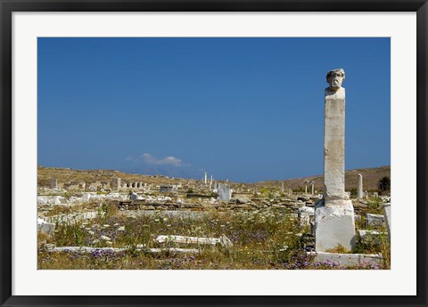 Framed Greece, Cyclades, Delos Ancient Architecture Print