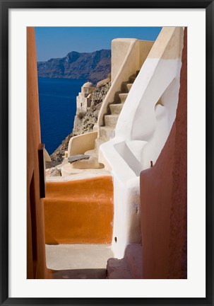 Framed Stairways and Old Cathedral, Oia, Santorini, Greece Print