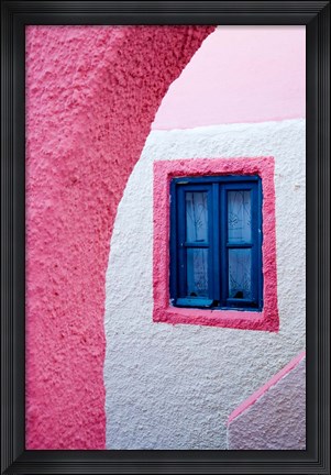 Framed Colorful Pink Building, Imerovigli, Santorini, Greece Print