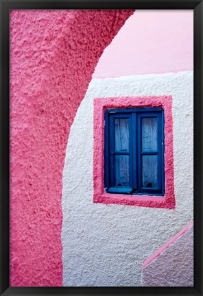 Framed Colorful Pink Building, Imerovigli, Santorini, Greece Print