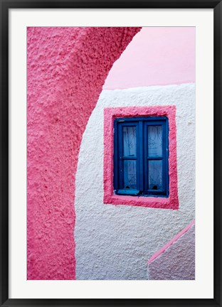 Framed Colorful Pink Building, Imerovigli, Santorini, Greece Print