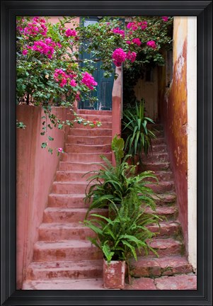 Framed Colorful Stairways, Chania, Crete, Greece Print