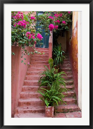 Framed Colorful Stairways, Chania, Crete, Greece Print