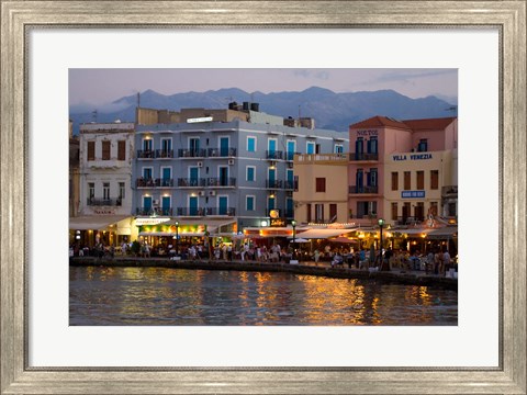Framed Evening Light along the Old Harbor, Chania, Crete, Greece Print