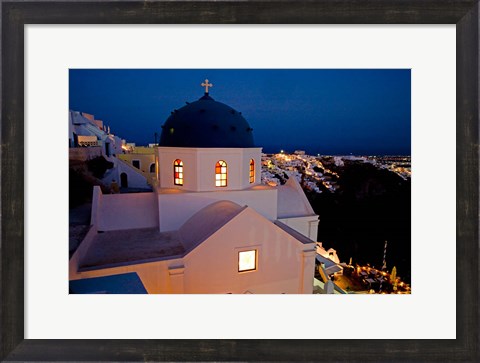 Framed Evening Light on Church, Imerovigli, Santorini, Greece Print