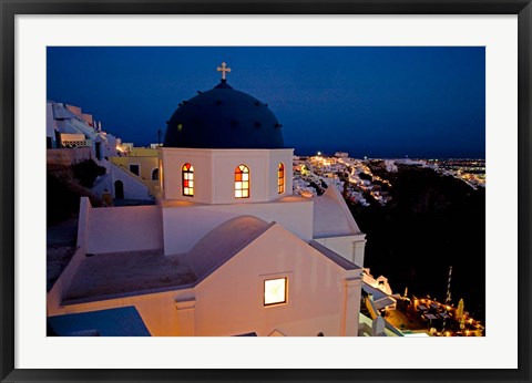 Framed Evening Light on Church, Imerovigli, Santorini, Greece Print