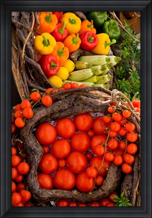 Framed Market With Vegtables, Fira, Santorini, Greece Print
