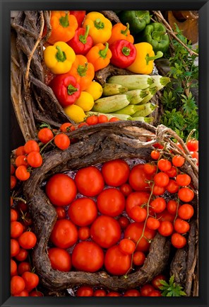 Framed Market With Vegtables, Fira, Santorini, Greece Print