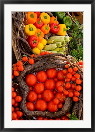 Framed Market With Vegtables, Fira, Santorini, Greece Print