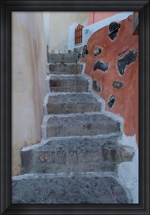 Framed Old Stairway, Oia, Santorini, Greece Print