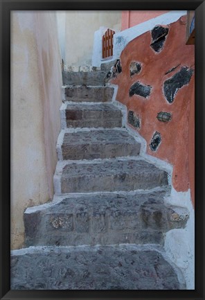 Framed Old Stairway, Oia, Santorini, Greece Print