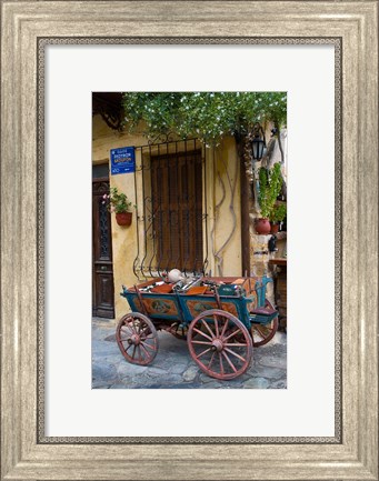 Framed Old Wagon Cart, Chania, Crete, Greece Print