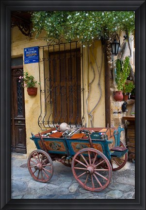 Framed Old Wagon Cart, Chania, Crete, Greece Print