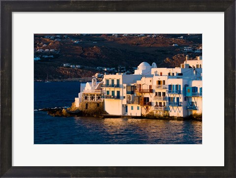 Framed Shoreline of Little Venice, Hora, Mykonos, Greece Print
